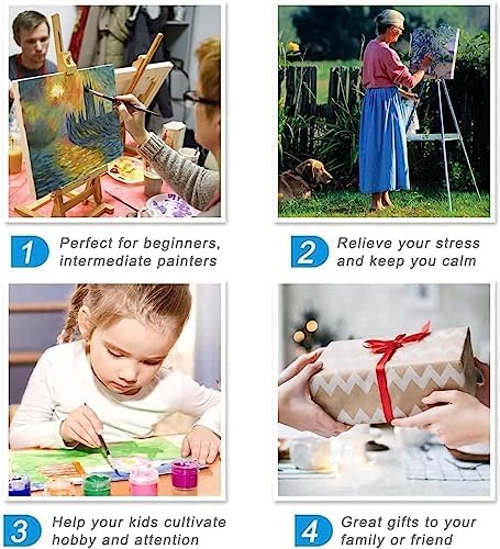 ARPADAMO Paint by Number Kits for Adults Beginners, Press Digital Easy Acrylic Black Cat 4 Pieces Paint, DIY Watercolor Paint Press Digital Kit on Canvas Home Wall Decoration Without Frame 12×16 inch - Image 6