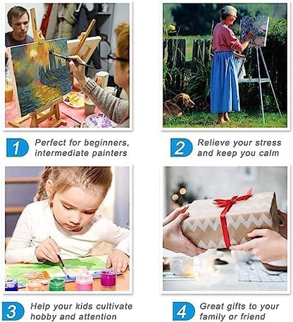 ARPADAMO Paint by Number Kits for Adults Beginners, Press Digital Easy Acrylic Black Cat 4 Pieces Paint, DIY Watercolor Paint Press Digital Kit on Canvas Home Wall Decoration Without Frame 12×16 inch - Image 6