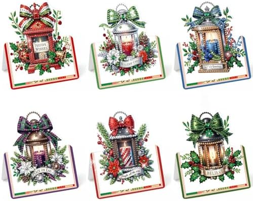 DIY Diamond Art Painting Greeting Card Creative Holiday Blessing 3D Folding Set Stationery Ornament Present Handmade-Christmas Lanterns by Unknown