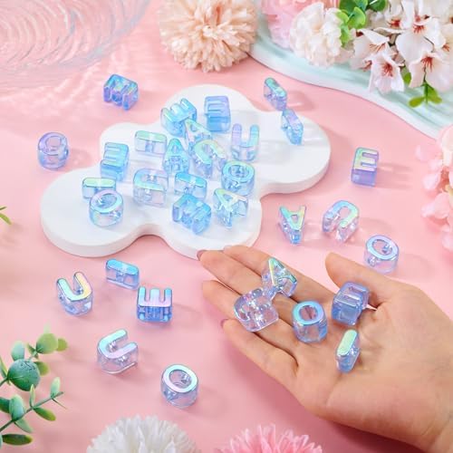 FASHEWELRY 50Pcs Vowel Large Letter Beads, 20mm Big Acrylic Alphabet Beads, Large Hole Vowel Bead Spacer for Bracelets Necklaces Bag Charms Shoelaces Keychains Lanyards (Navy Blue) - Image 3