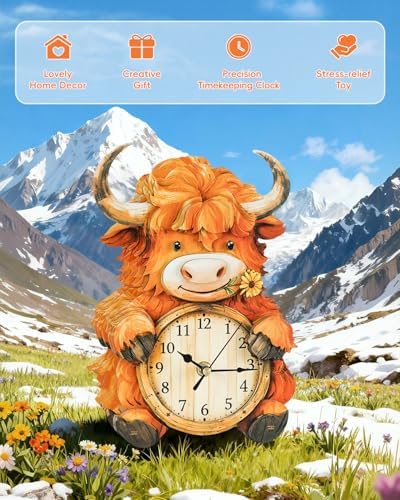 3D Puzzles for Adults-Wooden Highland Cow Clock Puzzle DIY Clock Model Kit - Image 6
