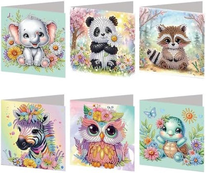 6PCS Owls Pandas Diamond Art Painting Greeting Cards Kit with Envelopes - 5D DIY Diamond Art Card Kits for Adults - Handcrafted Postcards for Birthday & Holiday by Unknown