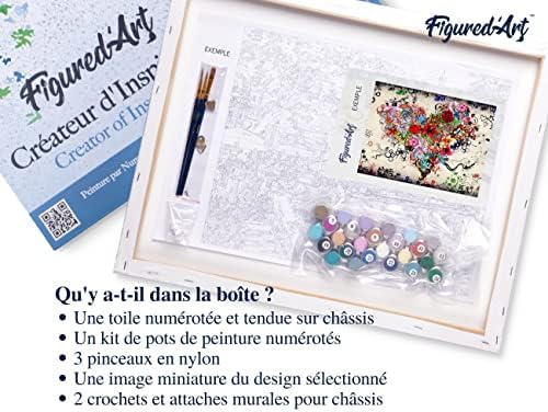 Figured'Art Paint by Numbers Kit for Adults with Frame Love Flowers 16"x20" - Craft Art Painting DIY Kit Canvas Already Stretched on a Wooden Frame - Image 5