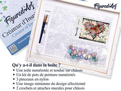 Figured'Art Paint by Numbers Kit for Adults with Frame Love Flowers 16"x20" - Craft Art Painting DIY Kit Canvas Already Stretched on a Wooden Frame - Image 5