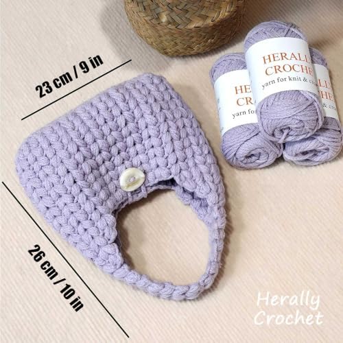 Herally Crochet Kit DIY Bag for Beginners - Wheatear Hobo Bag (Lavender) - Image 3