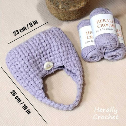 Herally Crochet Kit DIY Bag for Beginners - Wheatear Hobo Bag (Lavender) - Image 3