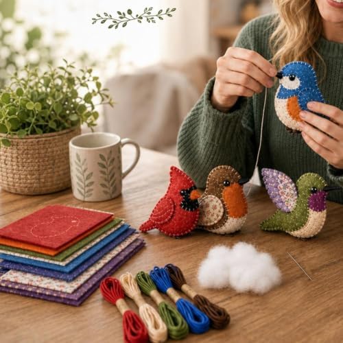DIY Fabric Animal Craft Kit, 3D Cute Patchwork Sewing Set for Adults and Beginners, Stitch Your Own Whimsical Patchwork Sewing Set for Making Ornament,Handmade Art Holiday Gift Keychain (B-set) - Image 3