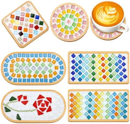 Reallnaive 6 Sets Mosaic Coaster Kit with Glass Tiles,Vintage Style by Reallnaive