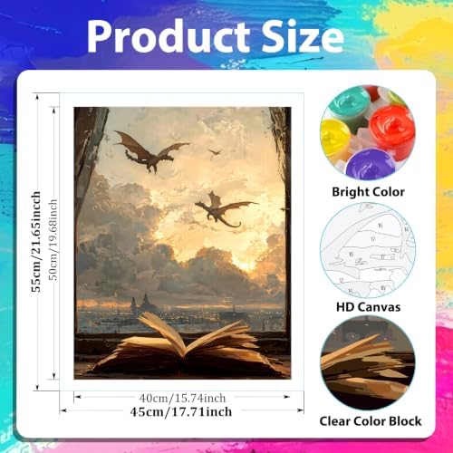 Dragon Paint by Numbers Kit for Adults Beginner, Magic Academy Paint by Numbers for Adult, Acrylic Paint by Number Kits Suitable for Home Wall Art Decor Gifts 16x20 Inch - Image 3