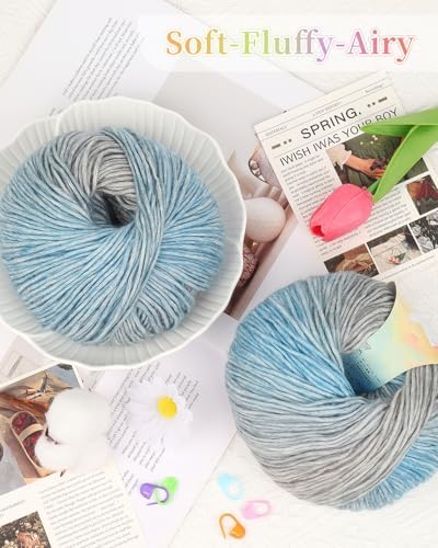Coopay Yarn for Crocheting & Knitting, Gradient Cake Yarns (Sea Blue) - Image 4