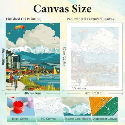 Paint by Numbers Kit for Adults, Mountain Lake DIY Painting Kit, 16x20 Inch - Image 3