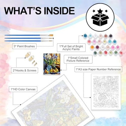 Stained Glass Flower Paint by Numbers Kit for Adults Without Frame 16x20 IN - Image 4