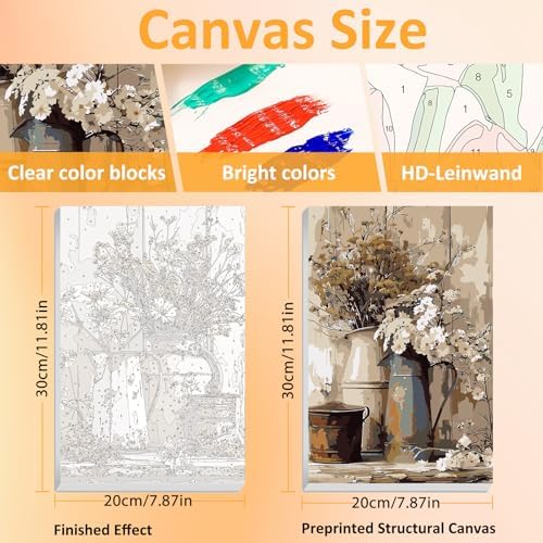 Mandun Farmhouse Paint by Numbers Kit for Adults,3 Pack, 7.8x11.8 inch - Image 2