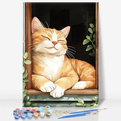 Camocin Framed Paint by Numbers Kit for Adults Beginners – Cute Orange Cat by CamocinDIYKit