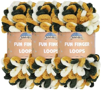 JubileeYarn Fun Finger Loops Yarn - Green Gold White - 3 Skeins by BambooMN