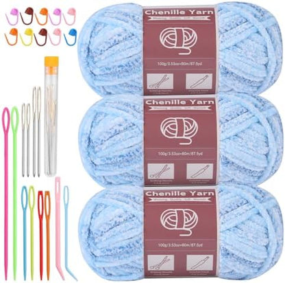 LUNARM Chenille Yarn for Crochet Knitting Chunky Blanket Velvet Yarn by Lunarm