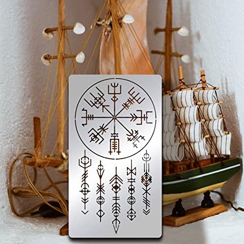 BENECREAT Viking Painting Stencils, 7x4 Inch Celtic Viking Signs Stainless Steel Metal Drawing Stencil for Wood Carving, Woodburning, Engraving and Scrapbooking - Image 5