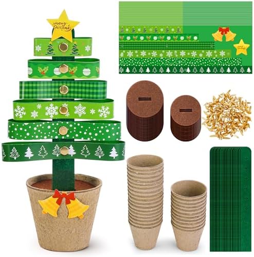 Mizelu 30 Sets Christmas Tree Paper Pot Craft, Standing Paper Christmas Tree DIY Kit, Xmas Trees Potted Art Kits Bulk for Holiday Home Party Decorations Handcraft Art Project Activities by Unknown