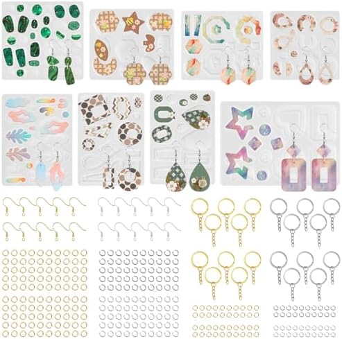 328 Pcs Jewelry Epoxy Resin Silicone Molds Kit with Holes for DIY Earring by RESINGO