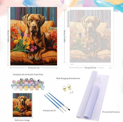 Natuyalo Paint by Numbers for Adults - DIY Adult Paint by Number Kits Painting on Canvas Dog on Sofa Painting by Numbers for Beginners, Animal Art Craft Kits for Adults (16x20 Inch) - Image 5