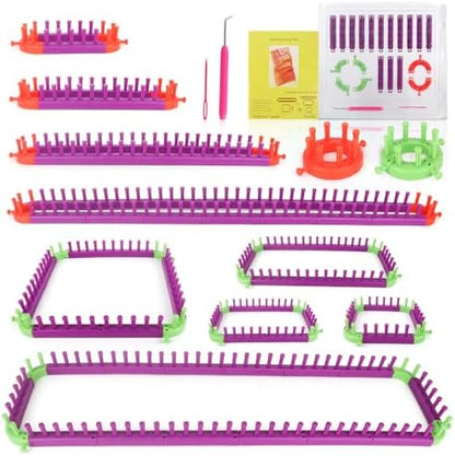 Katech Adjustable Knitting Looms Set -Customized Sizes for Your Project-Afghan Loom-Blanket Loom-Sock Scarf Loom-Hat Loom for Crocheting-Crochet Loom with Loom Knitting Book Hook Needle (All-in-one) by Katech