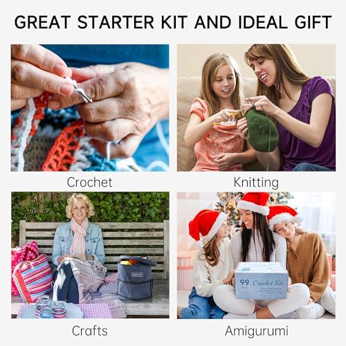 INSCRAFT Crochet Kit for Beginners Adults- Great Knitting Starter Kit for Colorful Craft for Professionals, Make Amigurumi Projects Includes 24 Colors Yarn, Hooks, Instructions, a Durable Bag - Image 7