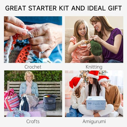 INSCRAFT Crochet Kit for Beginners Adults- Great Knitting Starter Kit for Colorful Craft for Professionals, Make Amigurumi Projects Includes 24 Colors Yarn, Hooks, Instructions, a Durable Bag - Image 7