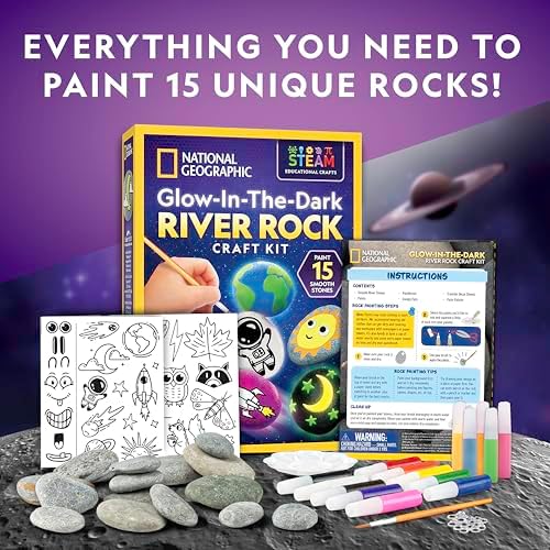 National Geographic Glow-in-the-Dark Rock Painting Craft Kit for Kids - Image 6