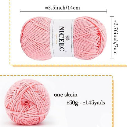 NICEEC 300g Soft Assorted Colors Yarn 100% Acrylic 870yds -Series 13 - Image 2