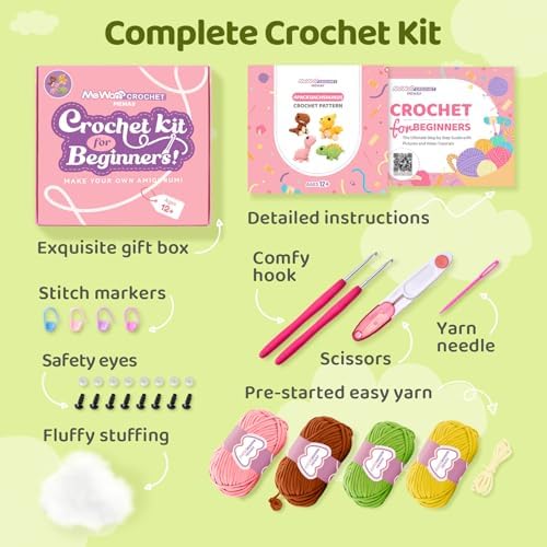 Mewaii Crochet Kit for Beginners, 4 Pack Dinosaur Set Craft Set - Image 3