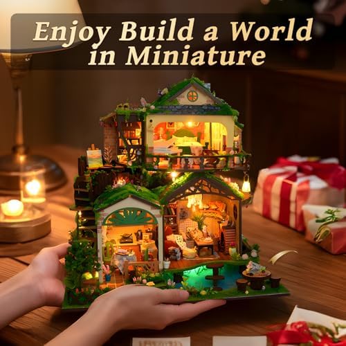 Dollhouse Kit, DIY Miniature House Kit w/LED for Adults, Forest Treehouse - Image 5