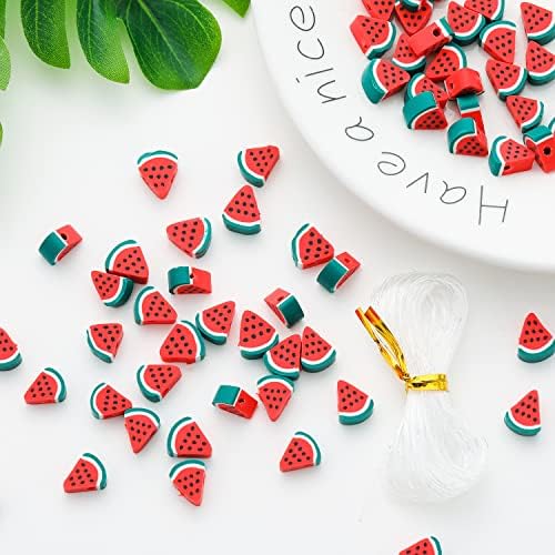 100pcs Watermelon Polymer Clay 10mm Spacer Beads for Women Jewelry Making DIY Bracelet Necklace Earring Kit (Watermelon) by LUBINGSHINE