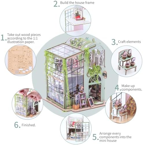 Insgen Miniature Florist Dollhouse DIY Flower Shop Booknook Building Set - Image 3