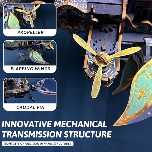 3D Wooden Puzzle for Adults Whale Spaceship DIY Dollhouse Kit - Image 4