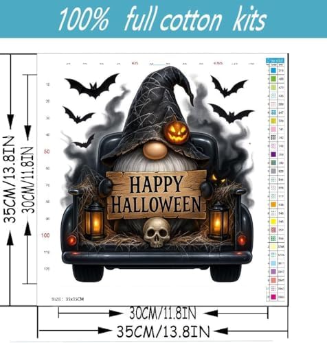 Halloween Stamped Cross Stitch Kits for Beginners Adults - Gnome Counted Cross Stitch Kits Needlepoint Cross-Stitch Patterns Dimensions Needlecrafts Embroidery Kits Arts and Crafts - Image 2