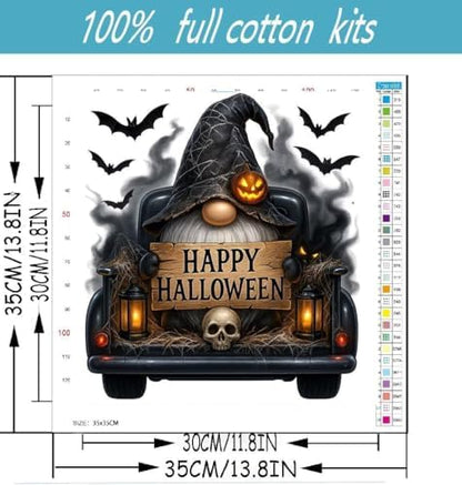 Halloween Stamped Cross Stitch Kits for Beginners Adults - Gnome Counted Cross Stitch Kits Needlepoint Cross-Stitch Patterns Dimensions Needlecrafts Embroidery Kits Arts and Crafts - Image 2