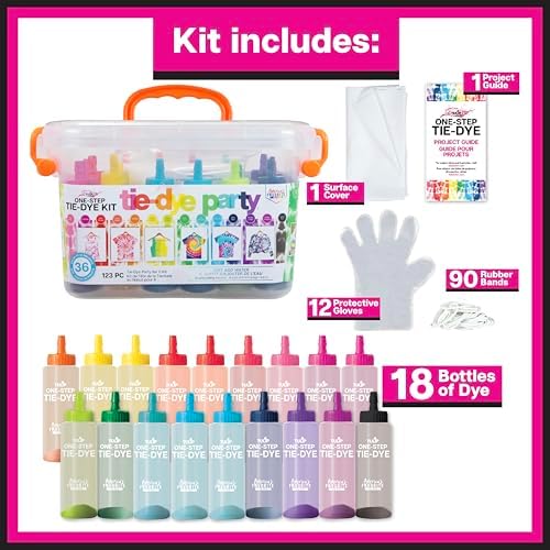 Tulip One-Step Tie Dye Kit, Large Group Activity, Gift, 14 Vibrant Colors, Permanent Fabric Dye, Easy Clean-up, 18 Prefilled Full-Size Bottles and Tools - Image 2
