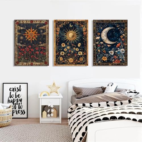 3 pack Sun Moon Stars Paint by Numbers Kit for Adults Beginner 16x12 Inch - Image 2