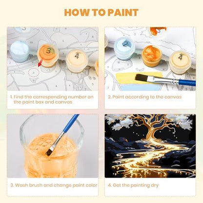 MXJSUA White Tree Framed Paint by Numbers for Adults Beginners, Easy Adults' Paint-by-Number Kits on Canvas with Easel, Acrylic Number Painting Crafts Gifts for Home Decor, 8x12 inch - Image 5