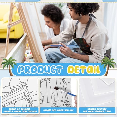 Sherr 108 Pcs Landmarks Sip and Paint Kit, Pre Drawn Canvas for Adults - Image 3