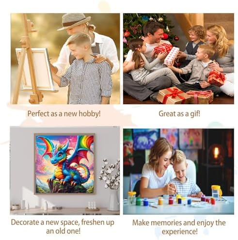 Artunion Framed Paint by Numbers Kit for Adults Beginners & Kids Ages 8-12,Dragon with Rainbow Paint by Number with Frame,Dragon Paint by Numbers Kit on Canvas 10 * 10 Inch Without Easel - Image 7