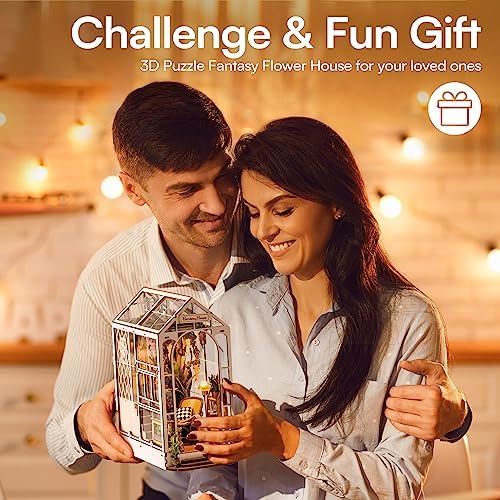 ROBOTIME Book Nook Kit, Miniature House Kit, Garden House 3D Wooden Puzzle - Image 6
