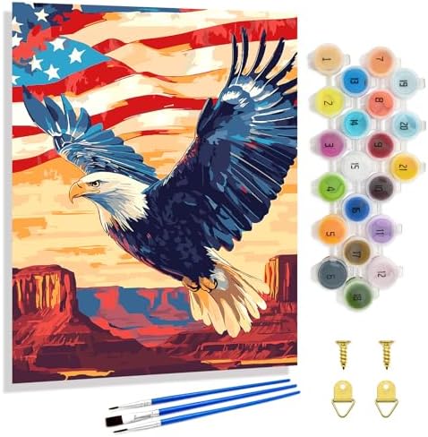 Yunnuo Paint by Numbers Kit for Adults 16x20 in,Bald Eagle in National Park by Yunnuo-premiumdiyartpaintingkits