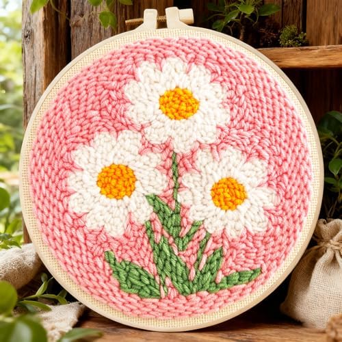 Punch Needle Kit for Beginners Adults-Flower Daisy,with Video Tutorial by TCDZMYGS