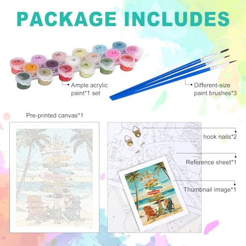 Paint by Numbers Kit for Adults, Beach Sign Number Painting, 16 x 20 Inch - Image 4