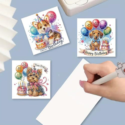 6PCS Diamond Art Painting Greeting Cards Kit, Birthday Themed DIY Card Making Set with Crystals and Envelopes, Creative Craft for Adults, Fun Party Activity and Personalized Gift - Image 5