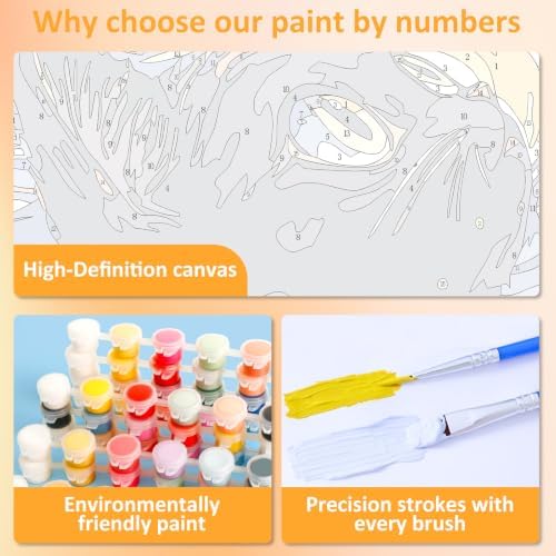 Mandun 3 Pack Paint by Numbers Kit for Adults with Frame, Easy Flower Paint by Numbers, Adult Gift Craft Kits 7.8x11.8 Inch with Frame and Easel - Image 5