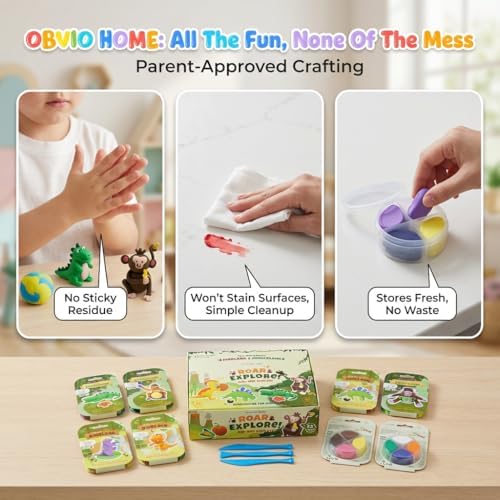 Air Dry Clay Kit for Kids - 12 Dinosaur & Jungle Projects, 48 Colors - Ultra Soft Non-Toxic Clay | Gifts, Crafts & Party Favors - Image 5