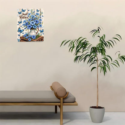 Flowers With Butterfly Paint By Numbers Kit For Adults - Diy Rustic White Wood Background Painting On Canvas, Acrylic Paint Set, Suitable For Beginners, Art For Home Decoration Or Gifts(8X12IN framed) - Image 4