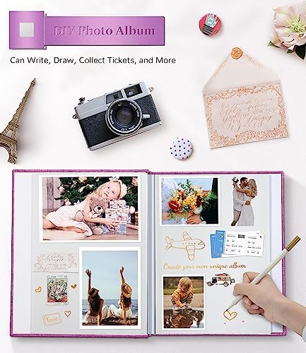 Artfeel Photo Album Self Adhesive Scrapbook Album for 3x5 4x6 5x7 8x10 Pictures,40 Pages Linen Cover with Display Window DIY Photo Book,Ideal Gifts for Family Travel Wedding Baby - Image 4